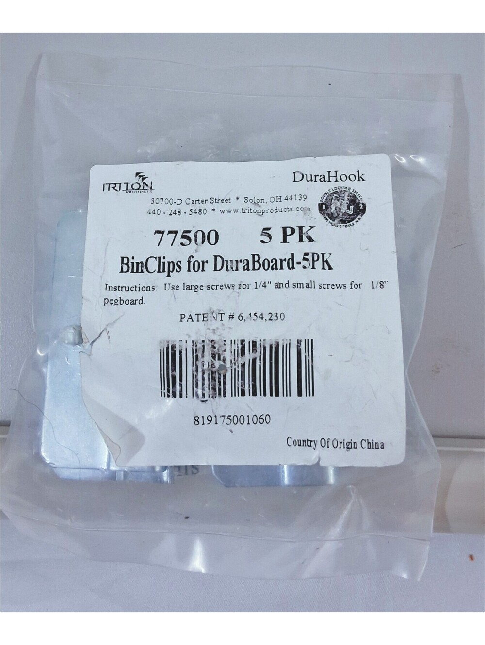 TRITON Products DuraHook 77500 Steel BinClips For Duraboard  1/8 In & 1/4 In NEW